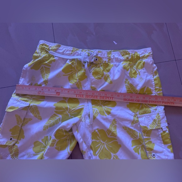 Op Ocean Pacific Drawstring Boardshorts Swim Trunks Men White L/G (36-38) - Picture 9 of 14